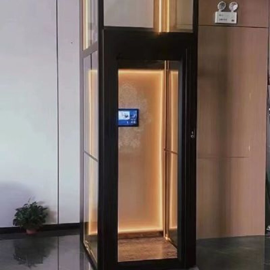 stainless steel hydraulic home elevator 5 stops microprocessor controlled.jpg